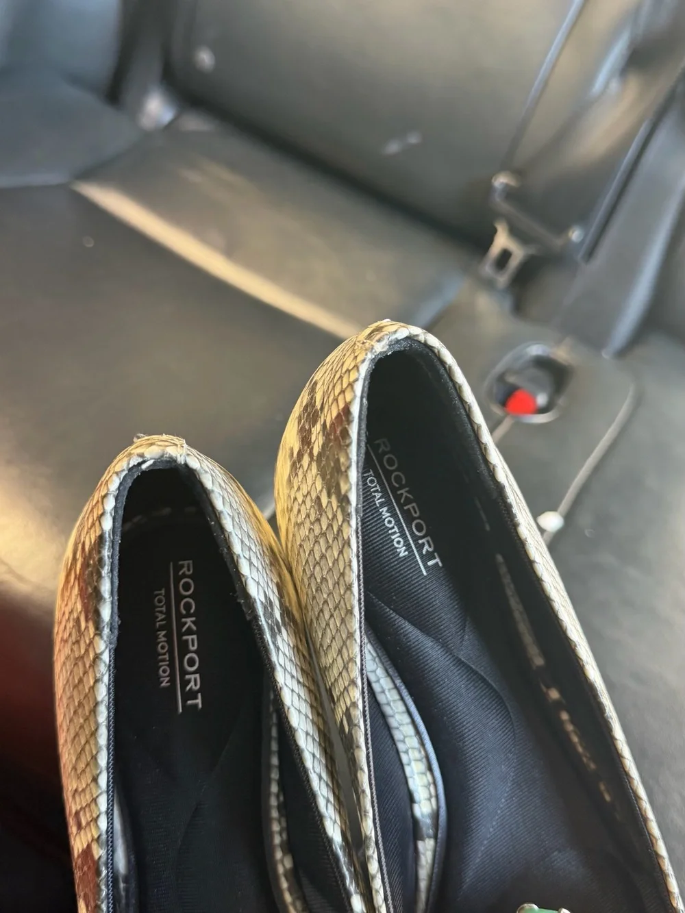 Rockport Snake-Print Pointed Toe Flats - Black & White